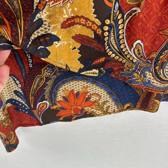 CHICO'S WOMEN'S PAISLEY PRINT ASYMMETRICAL LACE-UP TUNIC BLOUSE MULTICOLOR 1/M 8 - Picture 5 of 10